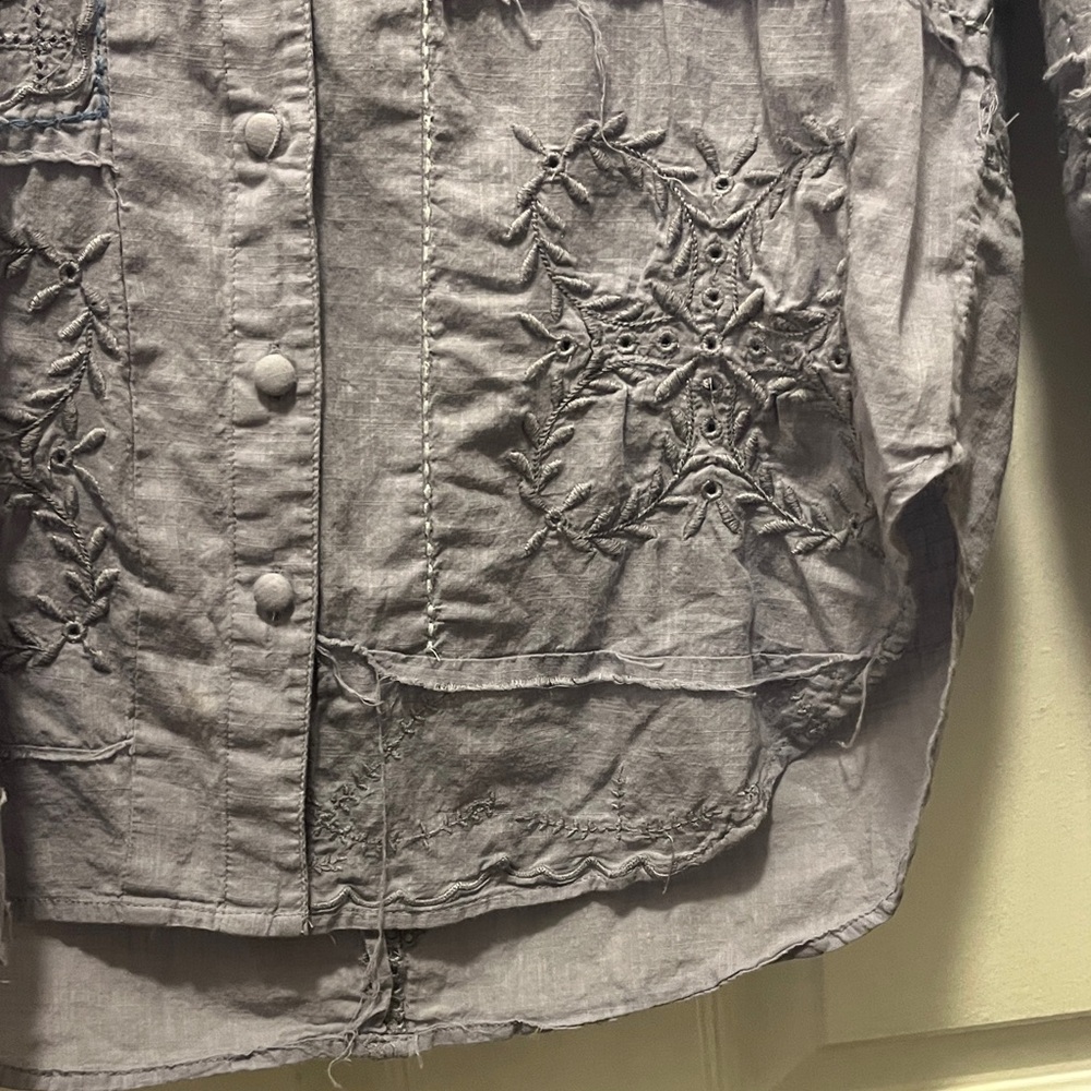 Anthropologie lavender patchwork Button-Up Shirt size small
